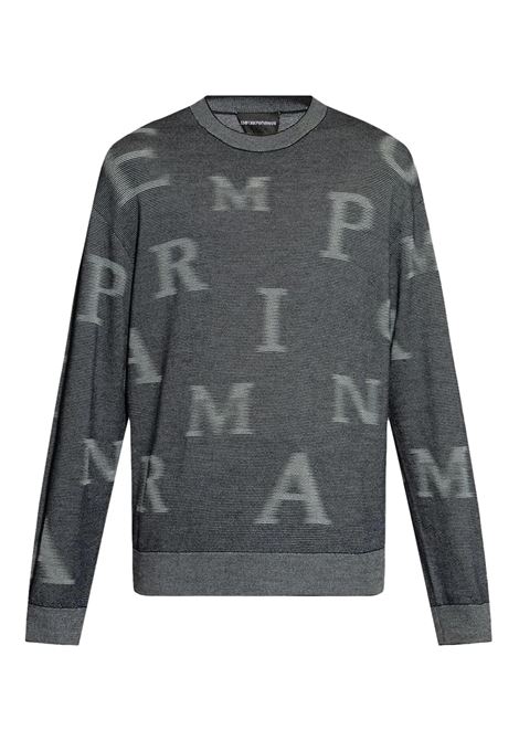 MAGLIONE IN LANA VERGINE A MICRO RIGHE BICOLORE CON LETTERING ALL OVER EMPORIO ARMANI | Maglie | 6D1MX8 1MJGZF635